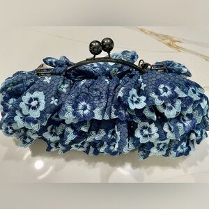 Blue Lace Clutch Handbag